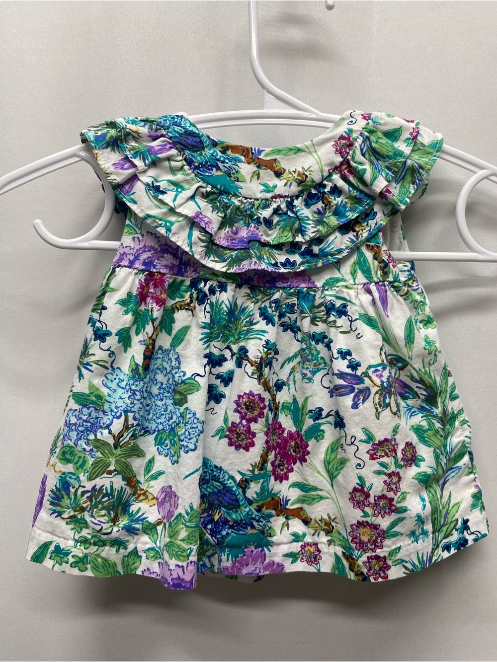 Janie & Jack 6-12 months baby girls floral ruffle shirt white colorful